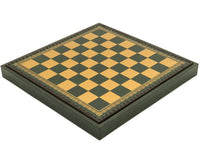Italian Verde 13.75 Inch Backgammon and Chess Set with Dark Green and Gold Leatherette Board.