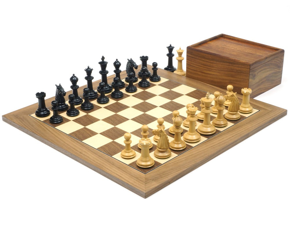 Le jeu d'échecs en ébène et noyer de Bath