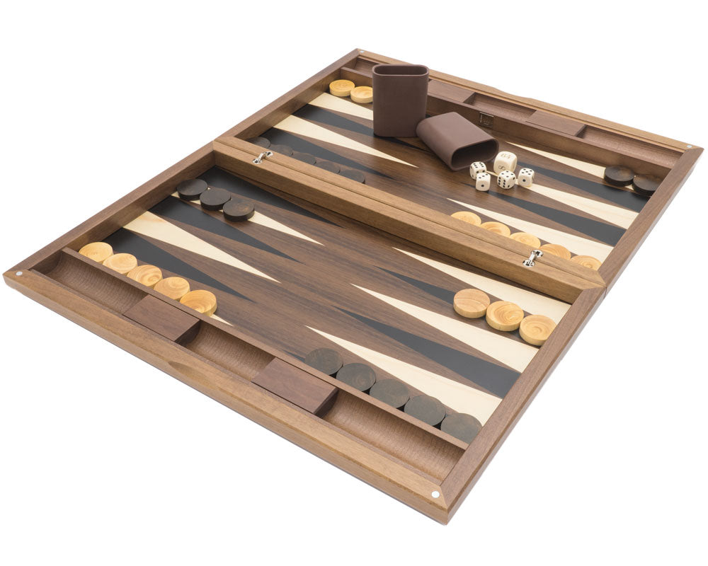 Backgammon en noyer et bois de tulipe de Londres Dal Negro