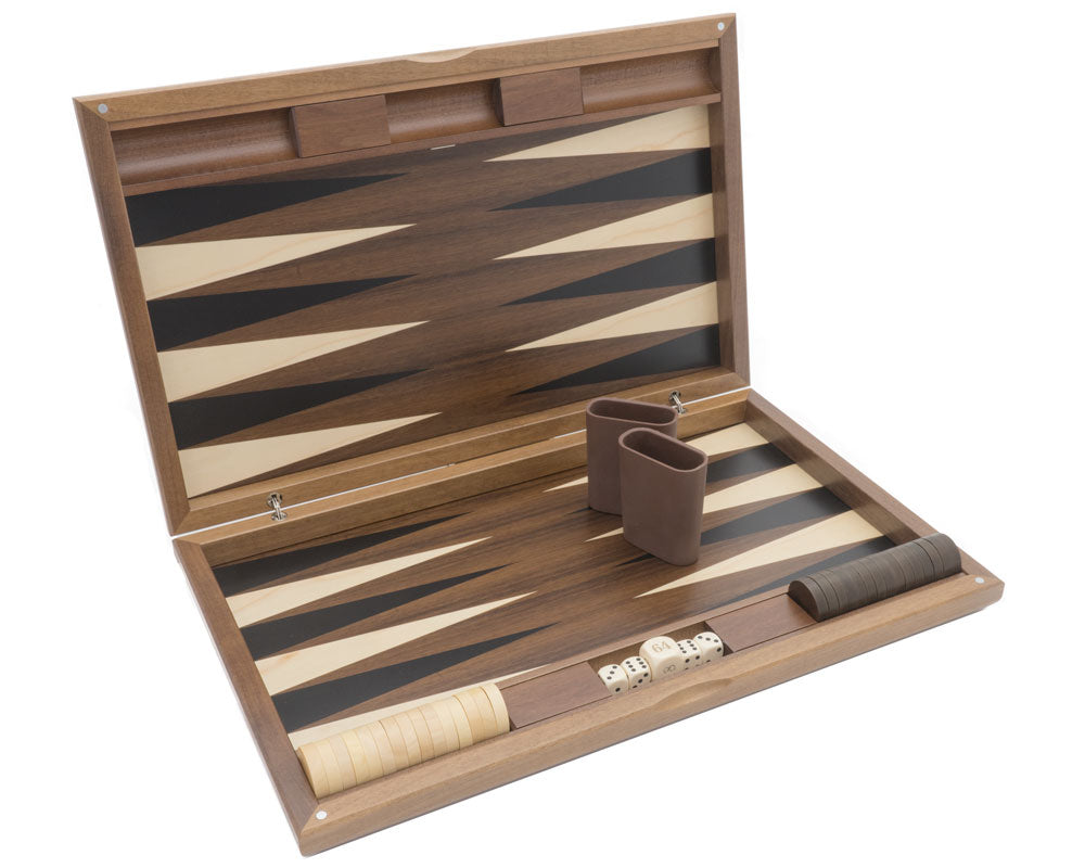 Backgammon en noyer et bois de tulipe de Londres Dal Negro