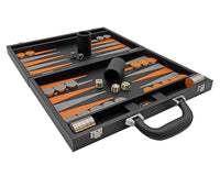 Italfama klappbares Backgammon-Set aus Kunstleder in Schwarz und Orange