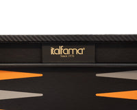 Italfama klappbares Backgammon-Set aus Kunstleder in Schwarz und Orange