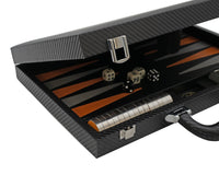 Italfama klappbares Backgammon-Set aus Kunstleder in Schwarz und Orange