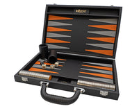 Italfama klappbares Backgammon-Set aus Kunstleder in Schwarz und Orange