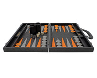 Italfama klappbares Backgammon-Set aus Kunstleder in Schwarz und Orange