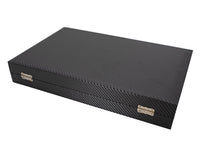 Italfama opvouwbare lederlook Backgammon-set in zwart en rood