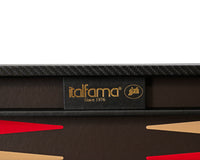 Italfama opvouwbare lederlook Backgammon-set in zwart en rood