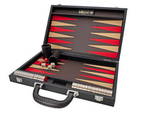 Italfama opvouwbare lederlook Backgammon-set in zwart en rood