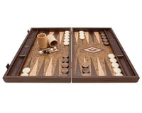 Das Manopoulos Luxus-Backgammon-Set aus Walnusswurzelholz und Wengeholz mit Backgammon-Bechern