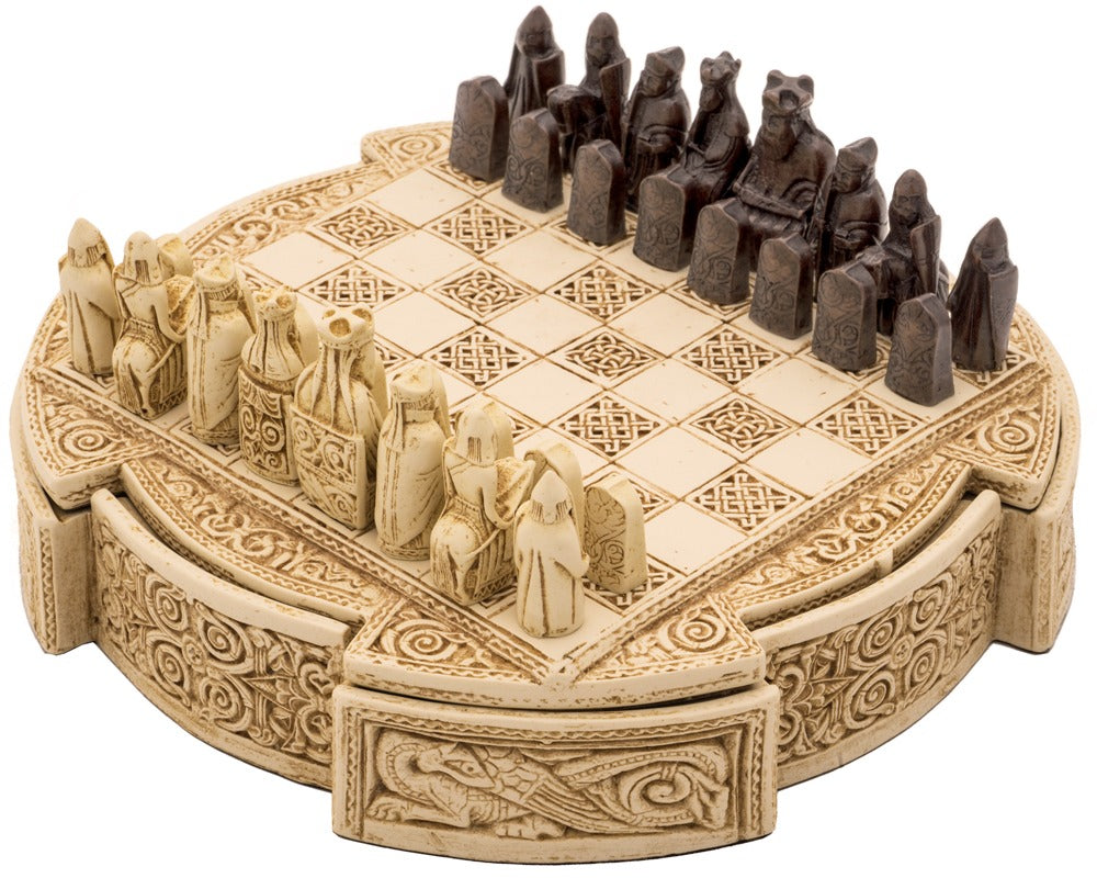 Isle of Lewis compacte Keltische Schaakset, 22,9 cm, ivoorkleurig