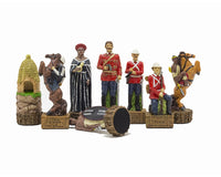 The British vs Zulus — handgeschilderde thematische schaakstukken door Italfama