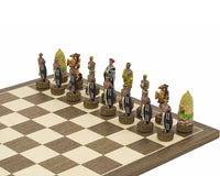 The British vs Zulus — handgeschilderde thematische schaakstukken door Italfama