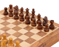 Ensemble d'Échecs de Voyage Deluxe Pliable en Bois Massif 19 cm - Magnétique
