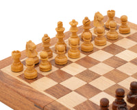 Ensemble d'Échecs de Voyage Deluxe Pliable en Bois Massif 19 cm - Magnétique