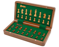 Deluxe opvouwbare hardhouten reisschaakset 25 cm met magnetische schaakstukken