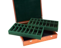 Coffret de rangement de luxe pour pièces d’échecs à compartiments, en loupe de bois de racine — 43 cm
