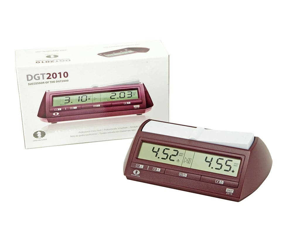 DGT 2010 Professional Digital Chess Clock displayed with packaging