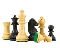 Down Head Knight Ebonised Staunton Chess Pieces 3 Inches, Boxwood, Weighted and Felted for 15-16 inch Boards