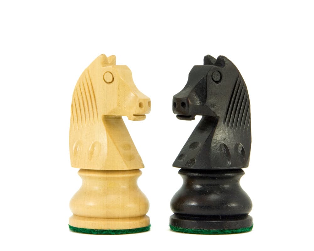 Down Head Knight Ebonised Staunton Chess Pieces 3 Inches - Boxwood and Ebonised Knight Chessmen with Weighted and Felted Bases