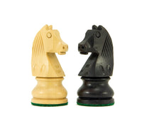 Down Head Knight Ebonised Staunton Chess Pieces 3 Inches - Boxwood and Ebonised Knight Chessmen with Weighted and Felted Bases