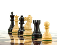 Frankfurt Series Ebonised Boxwood Chess Pieces 4 Inches on Chessboard