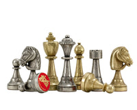 Finnesburg Series schaakstukken van messing en nikkel - 7,6 cm