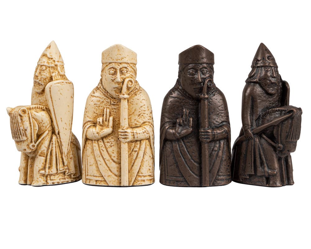 Official Lewis Chessmen Set - Handcrafted Isle of Lewis Replica Pieces - Made from Crushed Stone Resin