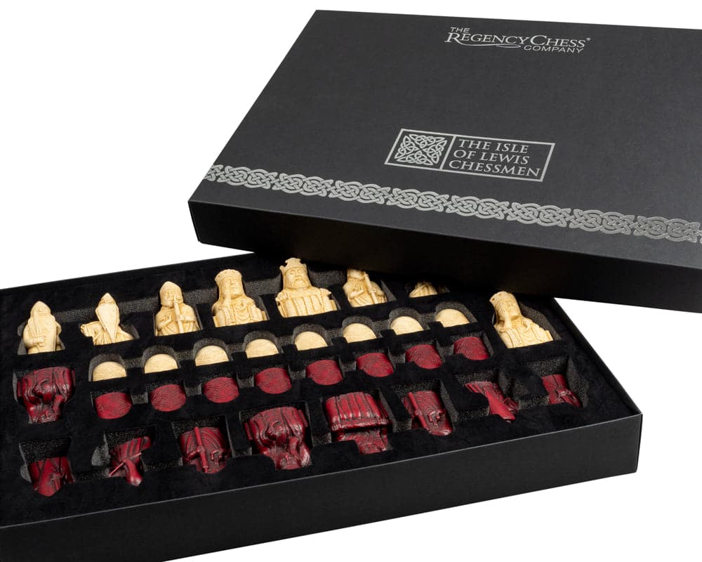 Isle of Lewis 3.25" Red Chessmen Official Ltd Edition Set by The Regency Chess Company