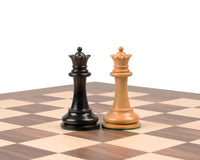 Reproduction Staunton Ebony Chessmen on 17 Inch Walnut and Maple Chess Cabinet