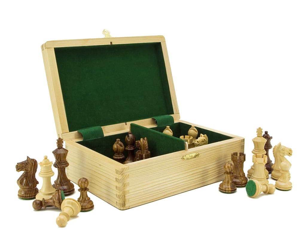 Fierce Knight Tournament Chess Set with double-weighted chess pieces and wooden storage box