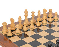 Supreme Ebenholz-Schachset mit Wurzelholz-Schachkasten