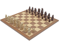 De Berkeley Chess middeleeuwse roestbruine en walnoot schaakset