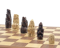 De Berkeley Chess middeleeuwse roestbruine en walnoot schaakset