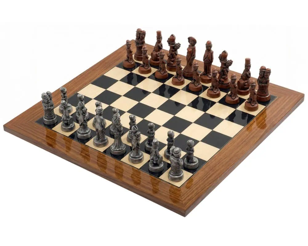 Berkeley Chess Movie Stars Grote metalen & palisander schaakset