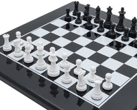 Monochrome Luxury Chess Set by Italfama with white and black chessmen on a black and white chess board