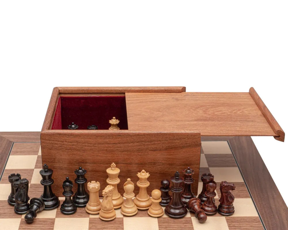 Jeu d'échecs de luxe Sandringham Tres Corone et Noyer avec étui