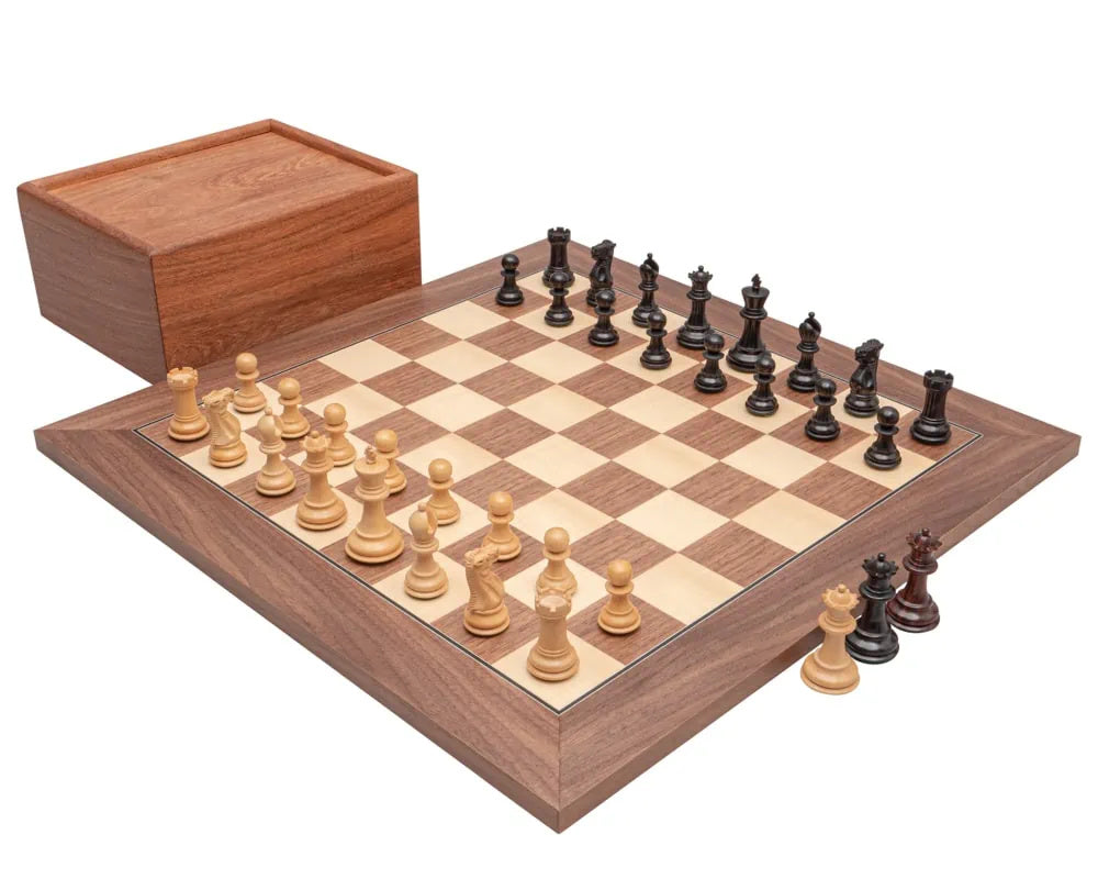 Jeu d'échecs de luxe Sandringham Tres Corone et Noyer avec étui