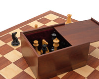 1850 London – Limitierte Auflage: Ebenholz- und Mahagoni-Deluxe-Schachset mit Aufbewahrungskoffer für Schachfiguren und Schachuhr