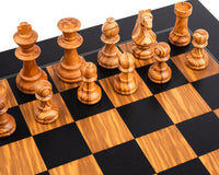 Ensemble d'échecs Staunton Deluxe Rechapados Ferrer Noir et Olivier avec coffret