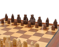 Regency Chess Isle of Lewis en mahonie-omlijste kabinet-luxe schaakset