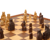 Regency Chess Isle of Lewis en mahonie-omlijste kabinet-luxe schaakset