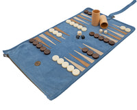 Manopoulos Jeu de Backgammon de voyage en daim enroulable - RAF Blue