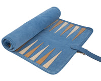 Manopoulos Jeu de Backgammon de voyage en daim enroulable - RAF Blue