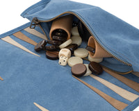 Manopoulos Jeu de Backgammon de voyage en daim enroulable - RAF Blue