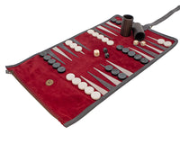 De Manopoulos suède oprolbare Backgammon-set voor op reis - Bordeaux