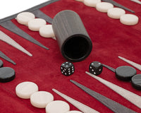 De Manopoulos suède oprolbare Backgammon-set voor op reis - Bordeaux